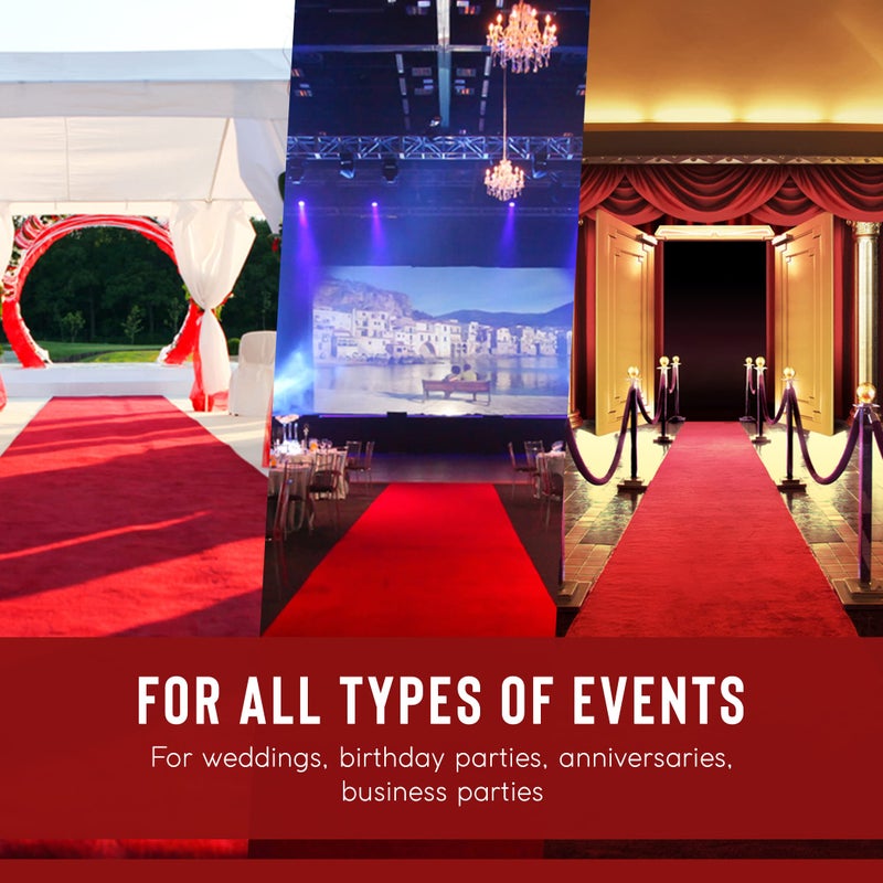 Sidneez Red Carpet Runner for Party 2.2 x 16.4 FT- Non Slip 3mm Thick Wedding Aisle Runner - Red Rug for Indoor Outdoor Ceremony Party Decorations Hollywood Oscars Event Runway Fashion Show - Image 5